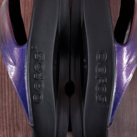 Oofos Oolala Womens 10 Black Calypso Flip Flop Thong Sandals Purple Ombre Fade - Picture 10 of 16